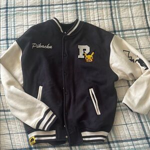 Pikachu Black and White Varsity Jacket